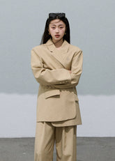 Textured Khaki Suit Jacket